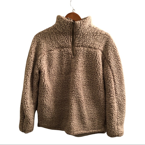 {Thread & Supply Co.} Sherpa Half Zip W/ Collar-Turtle neck style Sz M Ivory - Picture 1 of 8